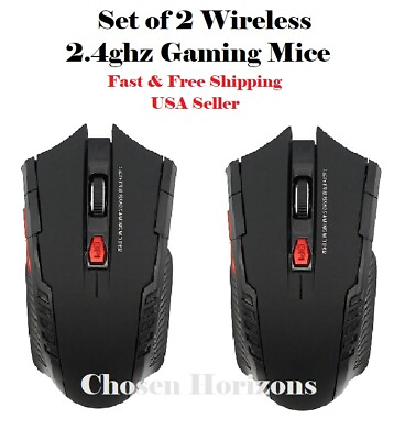2.4GHz Wireless Gaming Mouse Set of 2 USB Receiver Optical for Laptop Computer