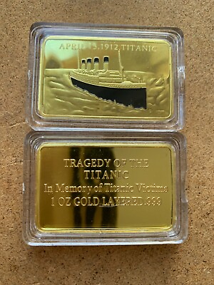 #ad TITANIC IN MEMORIES ... 1 OZ FINISHED WITH 0.999 GOLD MEMORIAL BAR