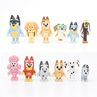 12PCS Set Bluey amp; Friends Cartoon Bingo Dog PVC Action Figure Gift Kids Toy