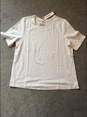 #ad #ad Sheego @ Kaleidoscope Plus Sz 18 20 white short sleeved pique T Shirt TOP Summer