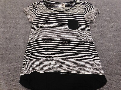 #ad Anne Klein Womens Blouse Small Gray striped pullover stretch
