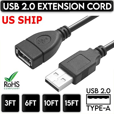 #ad High Speed USB to USB Extension Cable USB 2.0 Adapter Extender Cord Male Female