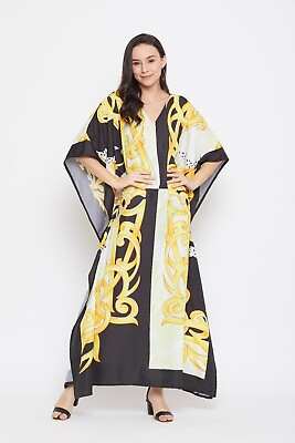 #ad Womens Caftan Plus Size Kimono V Neck Summer Beach Boho Kaftan Long Maxi Dress