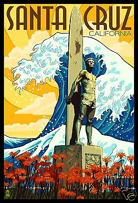 #ad Santa Cruz California Surfing Travel Poster Canvas Print Fridge Magnet 6x8 Large