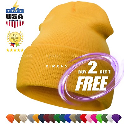 #ad Beanie Hat Cap Solid Plain Knit Ski Skully Cuff Winter Warm Slouchy Men Women CF