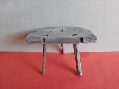 Small Old Antique Shabby Wooden Stool 19th.