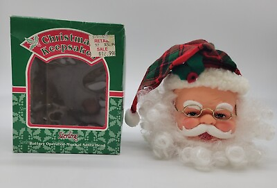 #ad Vtg Toppy Toys Christmas Keepsakes Sterling Musical Santa Head Motion Activated