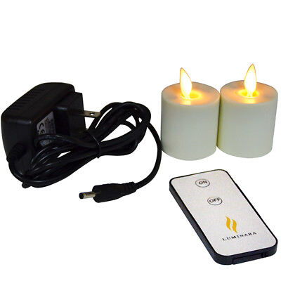 Luminara Flameless Tea Lights Ivory Rechargeable Flicker Led Candles Set of 2