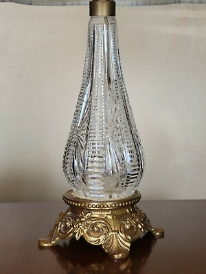 Vtg Antique Waterford Fine Cut Crystal Table Lamp Ornate Footed Base Rare