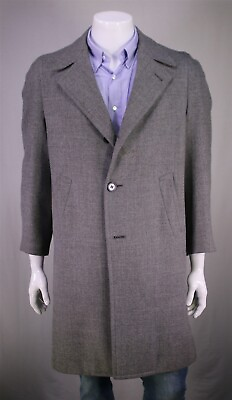 #ad Hickey Freeman Gray Knit Woven Wool Overcoat Coat 38S