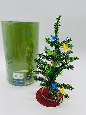 Philips LED USB Christmas Tinsel Tree Green Multicolored Lights Tested Working