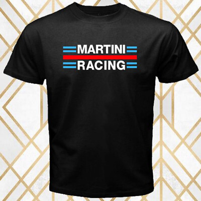 Martini Racing Famous Racing Company Logo Men#x27;s Black T Shirt Size S 3XL