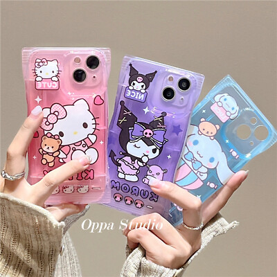 For iPhone 15 Pro Max 14 13 12 11 X 7 8 Cute Candy Hello Kitty Clear Case Cover