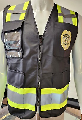 FX Two Tone HI VIS Black Security Safety Vest with 4 Front Pocket