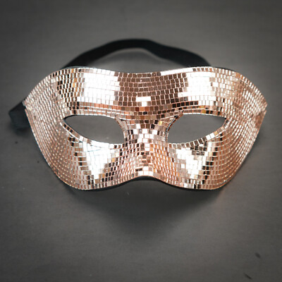 #ad Men Masquerade Ball Mask Mirror Glass Disco Halloween Wedding Mardi Gras Rose Go