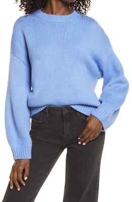 #ad PRMA PRIMA Blue Chunky Knit Easy Free Pull over Sweater Chic People Top S 2 4