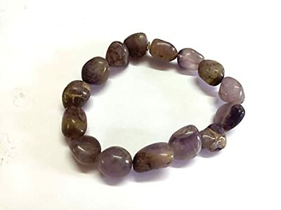#ad Jet Energized Amethyst Tumbled Bracelet Approx. 6 inch Long 30 40 Grams