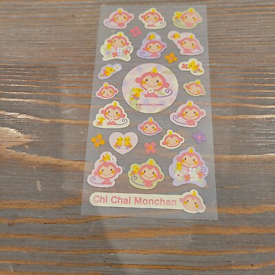 #ad RARE Sanrio Vintage Chi Chai Monchan Sticker Sheet 2004 2005 Monkey NEW