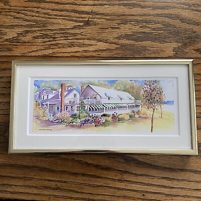 #ad York Harbor Inn MainWatercolor Framed 10x5” Painting Signed Helen Rose Hennessy