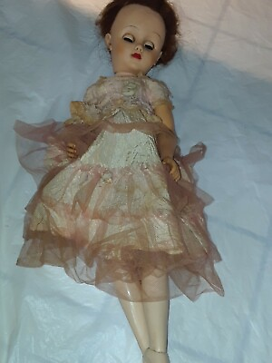 #ad Vintage 1930#x27;s 1940#x27;s doll 20quot; sleeping eyes. Head is soft vinyl Body is hard