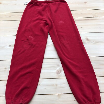 #ad Vintage Jerzees Red Stretchy Heavyweight Casual Plain Sweatpants Adult Size XL