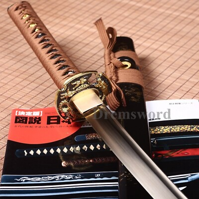 #ad Handmade Gold blade Japanese Samurai katana Sword 1095 high carbon steel sharp.
