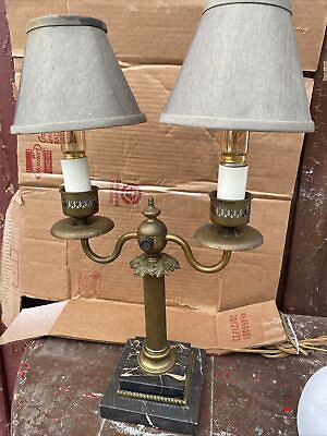 #ad Antique Edward Miller Marble Brass Desk Table Lamp Art Nouveau deco MCM