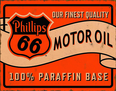 Phillips 66 Paraffin Premium Oil Weathered Vintage Garage Wall Metal Tin Sign