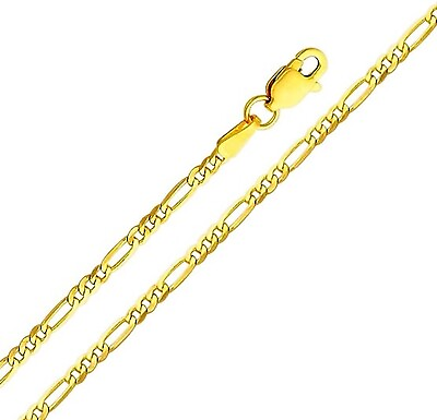 #ad 10K Real Gold 2mm Figaro Link Chain 10K Gold Figaro 16quot; to 22quot; long F050