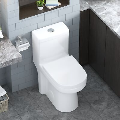 HOROW Modern Compact Small Dual Flush Short Depth One Piece Toilet 12quot; Rough in