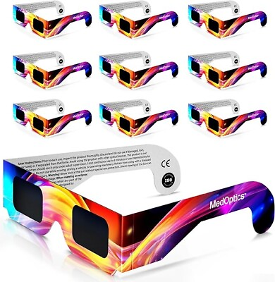 #ad MedOptics Solar Eclipse Glasses 10 Pack 2024 NASA Approved ISO Certified