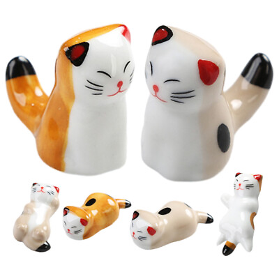 #ad 6pcs Ceramic Cat Shape Chopstick Holders Chopstick Rests Table Decoration