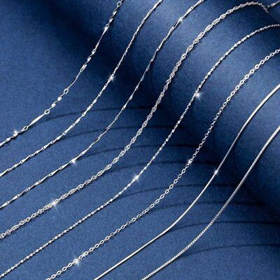 #ad 1pc 925 Silver Plated Box Chain Necklace For Pendant Women Men Jewelry Wholesale