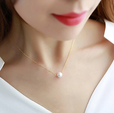 #ad Single Pearl of Love Necklace Gold Chain Gift