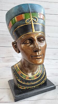 Nefertiti Collectible Bronze Sculpture Egypt Art Bust Art Nouveau Marble Sale