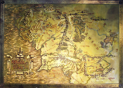 #ad The Lord Of The Rings Shiny Metallic Map Of Middle Earth Poster Print