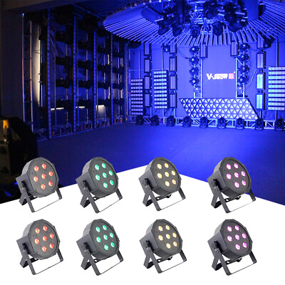 #ad V Show Classical Mini Flat LED Par 7*10w RGBW 4in1 Mega Black Par LED Full Color