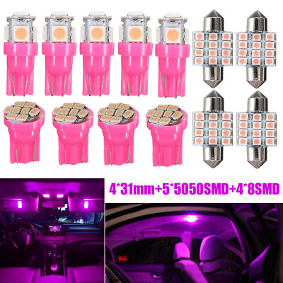 #ad 13x Pink Car Interior LED Lights 12V For Dome License Plate Lamp Car Accessories