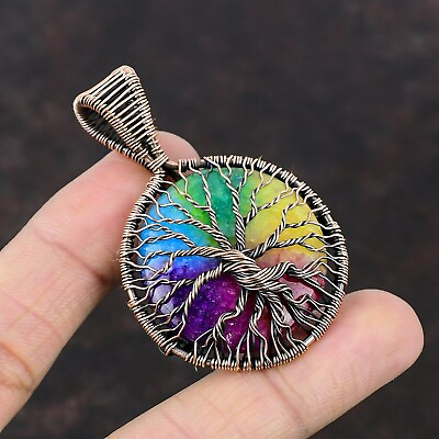 #ad Tree Of Life Rainbow Solar Quartz Druzy Pendant Made by Real Witches in INDIA