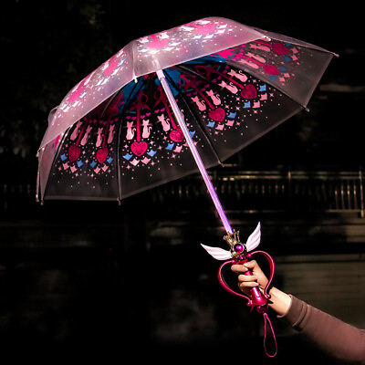 Sailor Moon Cosplay Umbrella Transparent Colorful Kaleidoscope Bumbershoot Gift