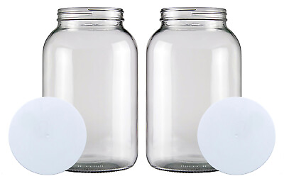 #ad One Gallon Wide Mouth Glass Jar with Solid Lid Set of 2