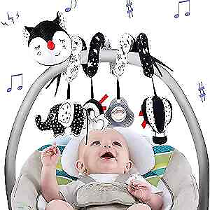 #ad Car Seat Toys Infant Baby Black White Fox Stroller Toy Stretch amp; Spiral
