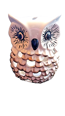 #ad #ad OWL VOTIVE TEA LIGHT CANDLE HOLDER LUMINARY INCENSE BURNER WHITE amp; GOLD CERAMIC