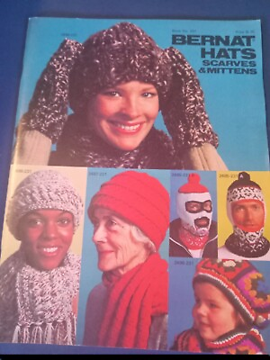 #ad Bernat Hats Scarves amp; Mittens. Crochet And Knit Pattern Book Pre owned Vintage