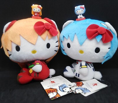 Hello Kitty x Evangelion Rei Ayanami Asuka Langley 6quot; Plush Toys Figures