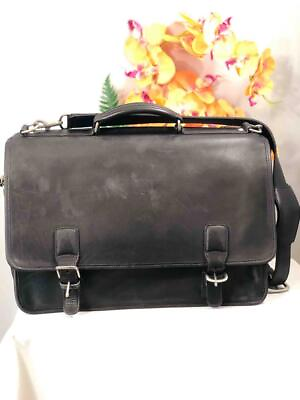 Vintage COACH Thompson Executive Black Leather Briefcase Laptop Bag #5310