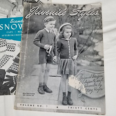 #ad 4x Vintage 1940s knit pattern books winter sweater