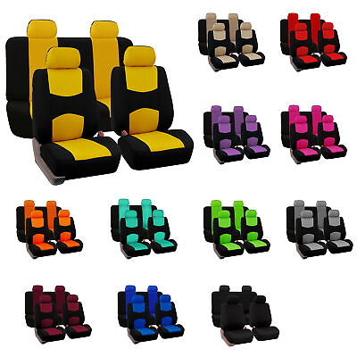 #ad Flat Cloth Universal Seat Covers Fit For Car Truck SUV Van Full Set