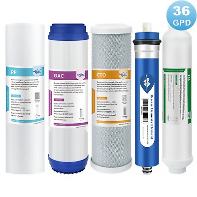 5 Stage Reverse Osmosis System Water Filter RO Membrane Replacement Set 5 Pack