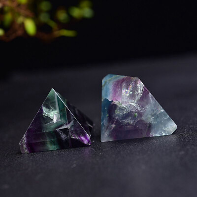 #ad Natural Rainbow Fluorite Quartz Crystal Pyramid Healing Orgone Energy Gemstone